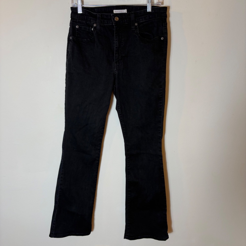 Levis 725 High Rise Bootcut Jeans Women's Size‎ 31 Black Denim Comfort Stretch